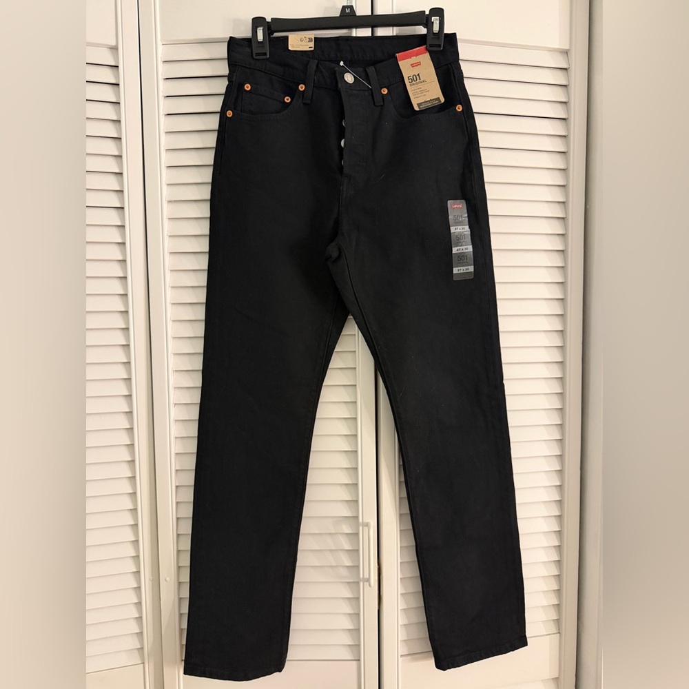 Levi's Men's Straight Jeans in Black with Copper Rivets
